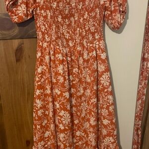 Orange floral summer dress